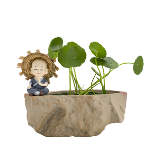 水仙花盆多肉陶瓷仿石头无孔养鱼缸铜钱草吊兰大号水培绿植物盆栽