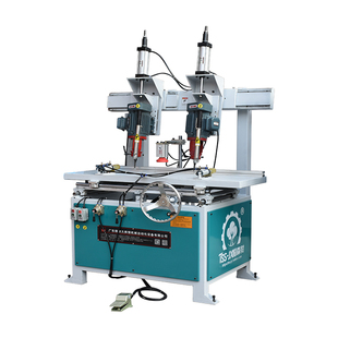 贵州木工榫槽开方孔自动双头孔距可调倾斜角度实木板凳方眼打孔机