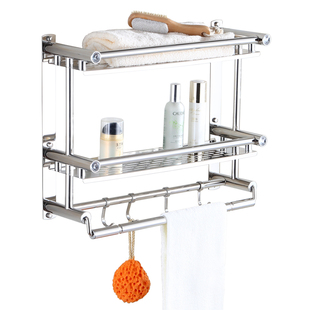 毛巾杆单杆双杆304不锈钢浴室挂钩厕所卫生间挂毛巾的架子免打孔