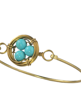 素元优化松爱巢铜开口纯银简约女手镯森系设计可订原创首饰满包邮