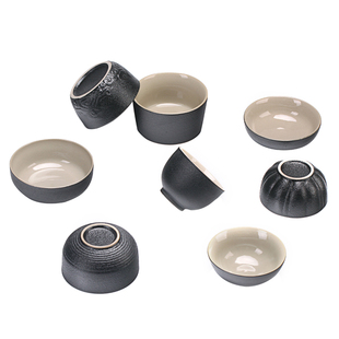 黑陶主人杯茶杯陶瓷功夫小茶杯单杯茶碗品茗斗笠杯茶具套装茶道