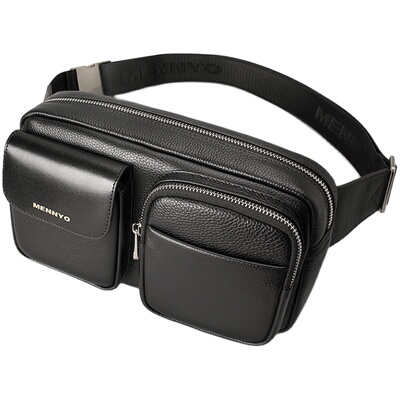 曼奴斜挎包手机包腰包牛皮真皮