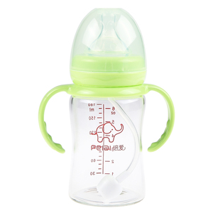 培爱玻璃奶瓶新生儿婴儿硅胶宽口径防胀气加厚宝宝用品180/300ml