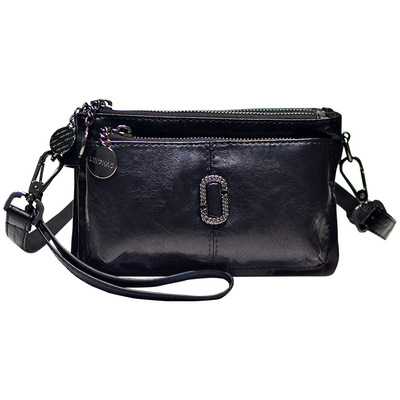 OULUYA纯色休闲小羊皮手拿斜挎包