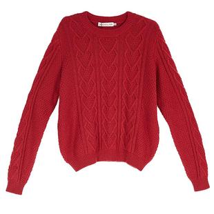 SNOW LOTUS/雪莲纯山羊绒衫圆领套头加厚绞花针织毛衣女秋冬新款