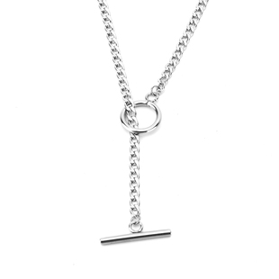 Wowtiger潮流简约OT扣项链ins双层叠戴百搭长项链男女锁骨链颈链