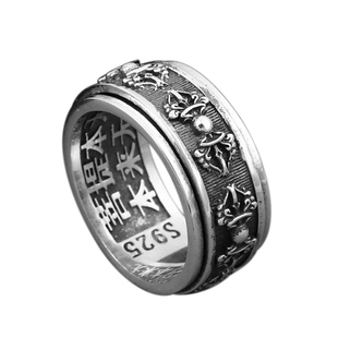 S925纯银饰品 金刚杵转动戒指 佛门法器护身符泰银戒指 时来运转