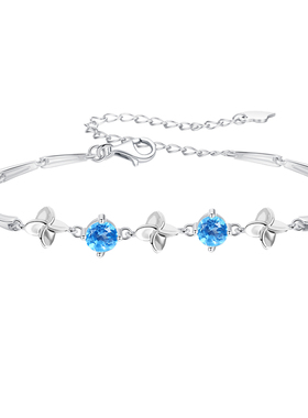 微汀四叶草纯银月光石女生手链