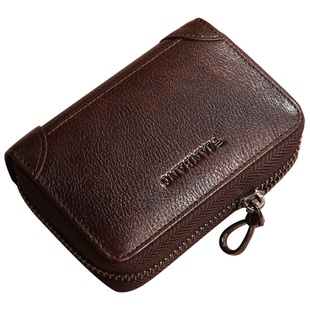 曼邦男士卡包多卡位复古风琴防盗刷超薄迷你头层牛皮真皮小巧卡夹