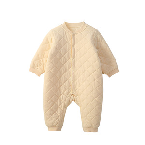 婴儿连体衣加棉保暖长袖宝宝哈衣爬服夹棉春秋冬季外出服秋冬纯棉