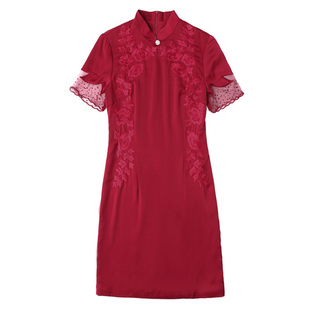 年轻喜婆婆婚宴装结婚妈妈礼服洋气夏装矮个子春秋连衣裙岳母旗袍