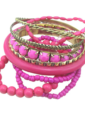 波西米亚风海边串珠多层森系手链