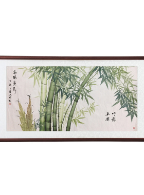 竹报平安节节高升客厅有框花鸟画