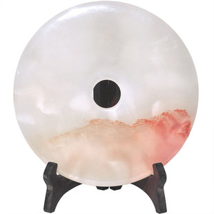 红花冰天然玉石平安扣摆件大办公室客厅镇宅玉扣和氏壁家居装饰品