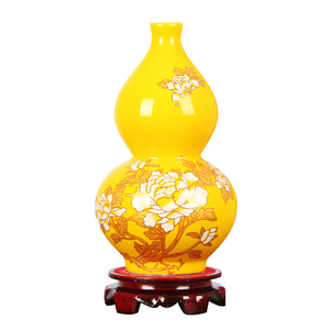 新中式家居客厅开口陶瓷葫芦摆件新房乔迁礼物书房玄关酒柜装饰品