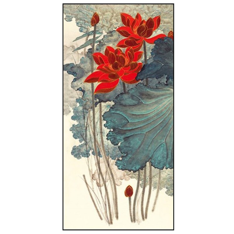 水墨荷花十字绣国画花卉满绣客厅