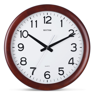 RHYTHM日本丽声挂钟静音机芯现代创意16寸木制简约办公客厅CMG919