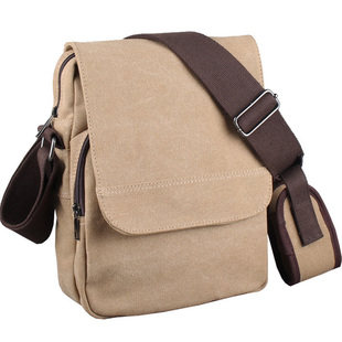 爱牧格 帆布单肩包男包  韩版休闲旅行包斜挎包复古男士包包潮男