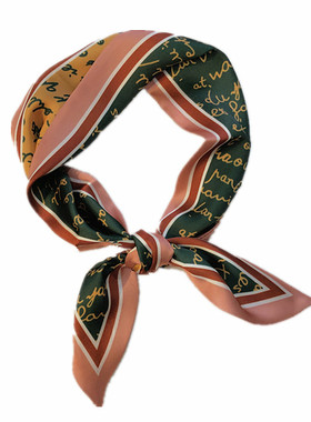 春秋尖角蓝色长条复古小丝巾新款