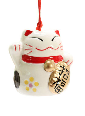 zakka杂货日式人气招财猫陶瓷风铃创意礼品可爱迷你车载挂饰挂件