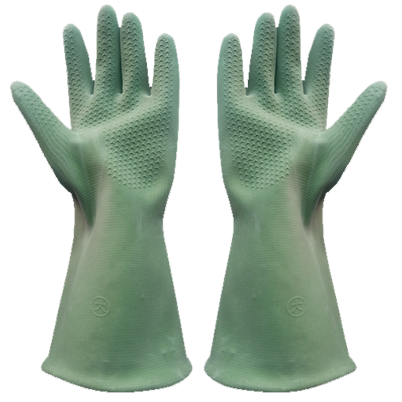 双一牌广州十一厂绿胶尼龙胶耐酸碱工业手套丁基尼龙衬里橡胶防护