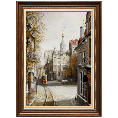 手绘油画美式玄关俄罗斯建筑街景