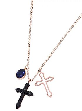 朵朵欧美明星同款十字架毛衣链