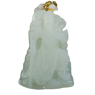 大号和田玉关羽关公吊坠男款霸气潮人关公关二爷项链男招财武财神