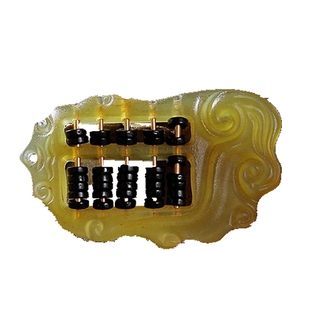 天然羊角橄榄算盘 檀木铜算盘吊坠 黄金万俩 DIY佛珠手链配饰