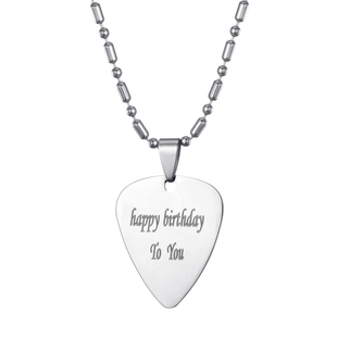 不锈钢电吉他拨片项链吊坠定制爱心免费激光刻照片刻字刻logo签名