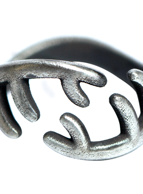 原创设计风暗黑鹿角925银戒指