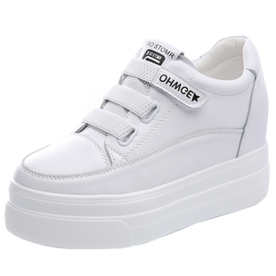 2026春季新款韩版8cm内增高女鞋魔术贴小白鞋厚底松糕百搭休闲鞋