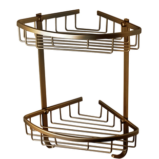 欧式仿古浴室太空铝三角篮卫生间转角双层洗浴液置物架五金壁挂件