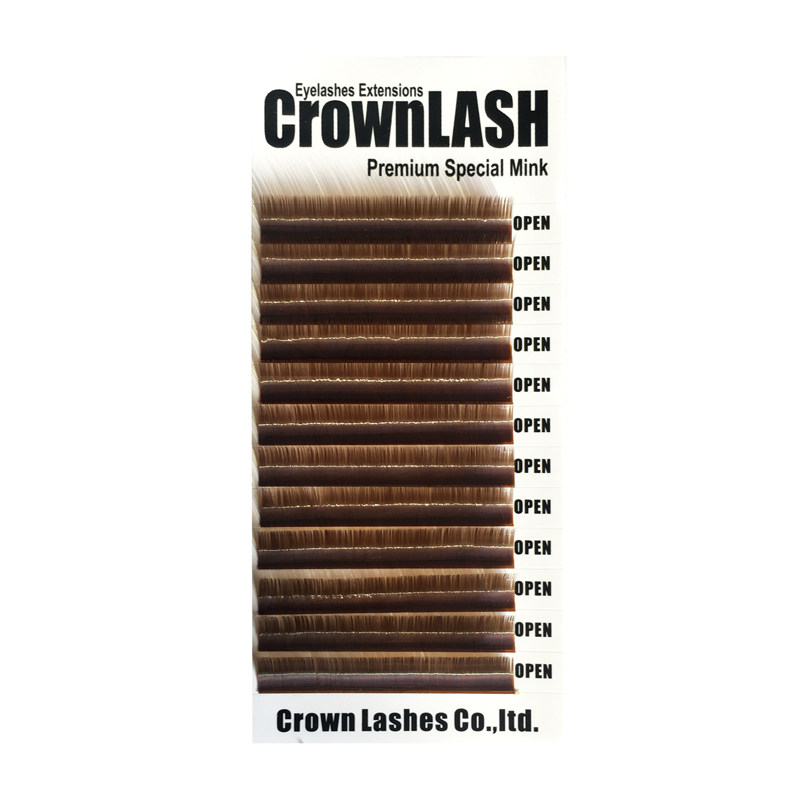CrownLASH深棕0.07山茶花日系焦糖色连号层次感14mm嫁接睫毛