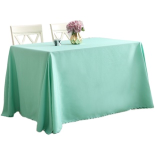 白色桌布布艺定制圆形台布酒店餐厅饭店圆桌布纯色长方形会议桌布