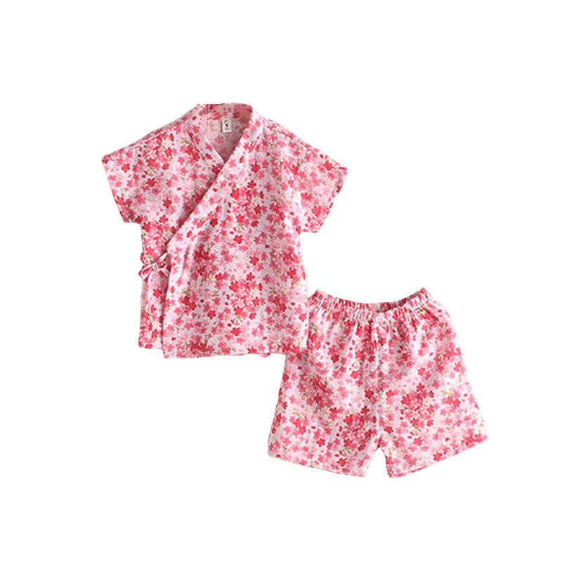儿童家居服中国风樱花公主汉服夏季宝宝纯棉汉服套装女童居家睡衣