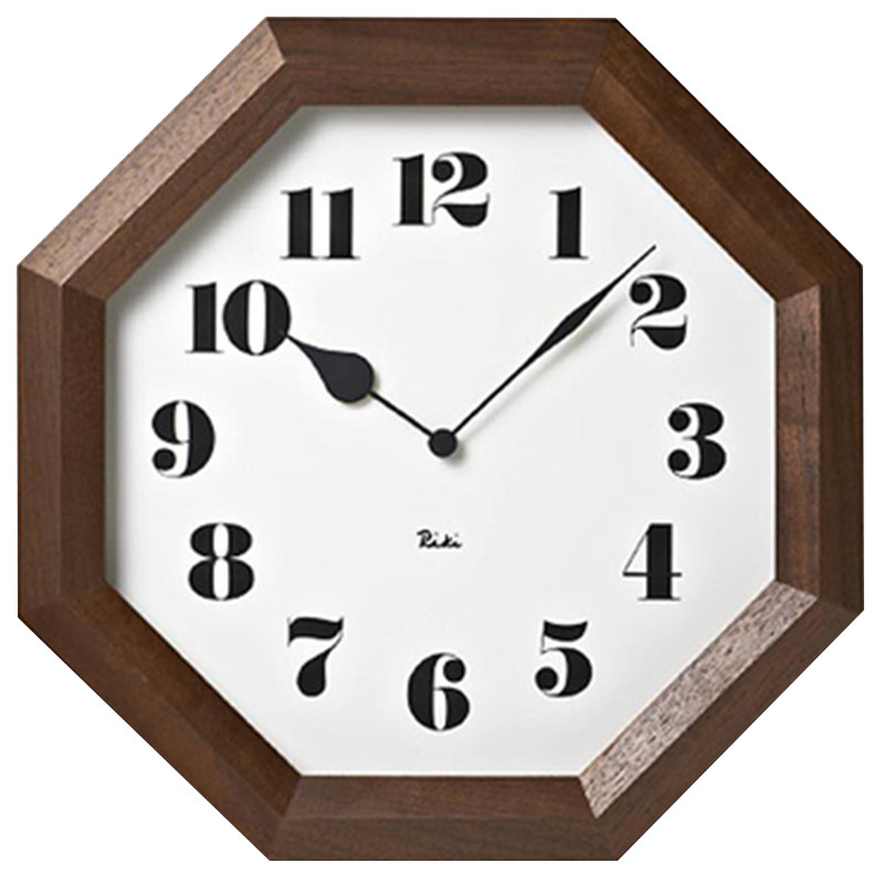 海外购日本进口lemnos 天然实木挂钟渡边力riki 时钟多边形挂表