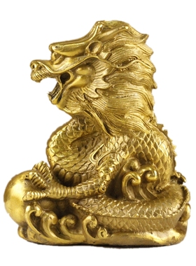 铜龙摆件书房金属工艺品
