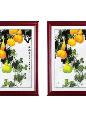 新中式风实木有框福禄图装饰画