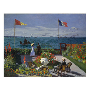 圣阿德雷斯的阳台 莫奈喷绘仿制油画客厅卧室沙发背景装饰画挂画