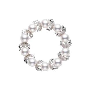 芭家珠宝 橄榄枝 M家大法官同款天然淡水珍珠优雅胸针现货镀金