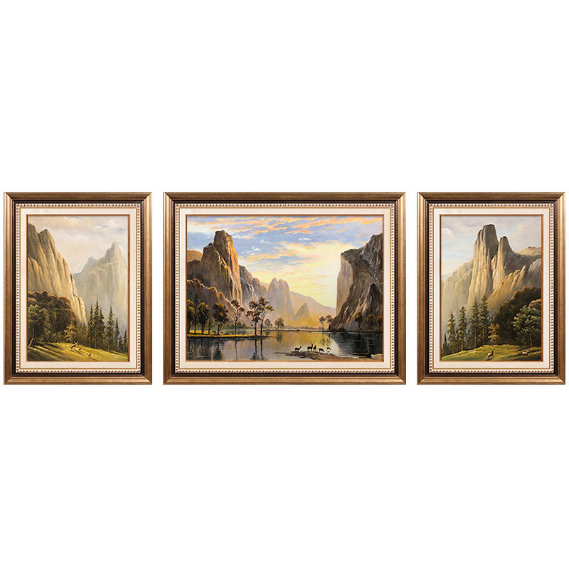 欧式美式挂画定制山水画手绘写实