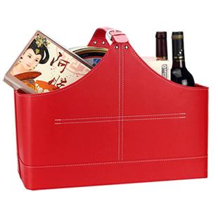 卡芙兰皮革礼品篮 水果篮子元旦节日送礼收纳篮筐包装篮 创意手提