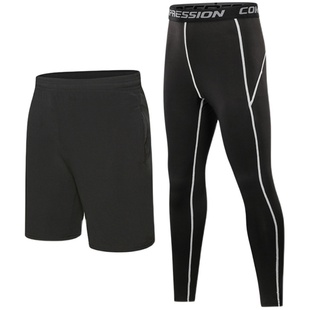 儿童紧身长裤男童打底裤跑步训练服篮球足球运动套装速干衣健身服