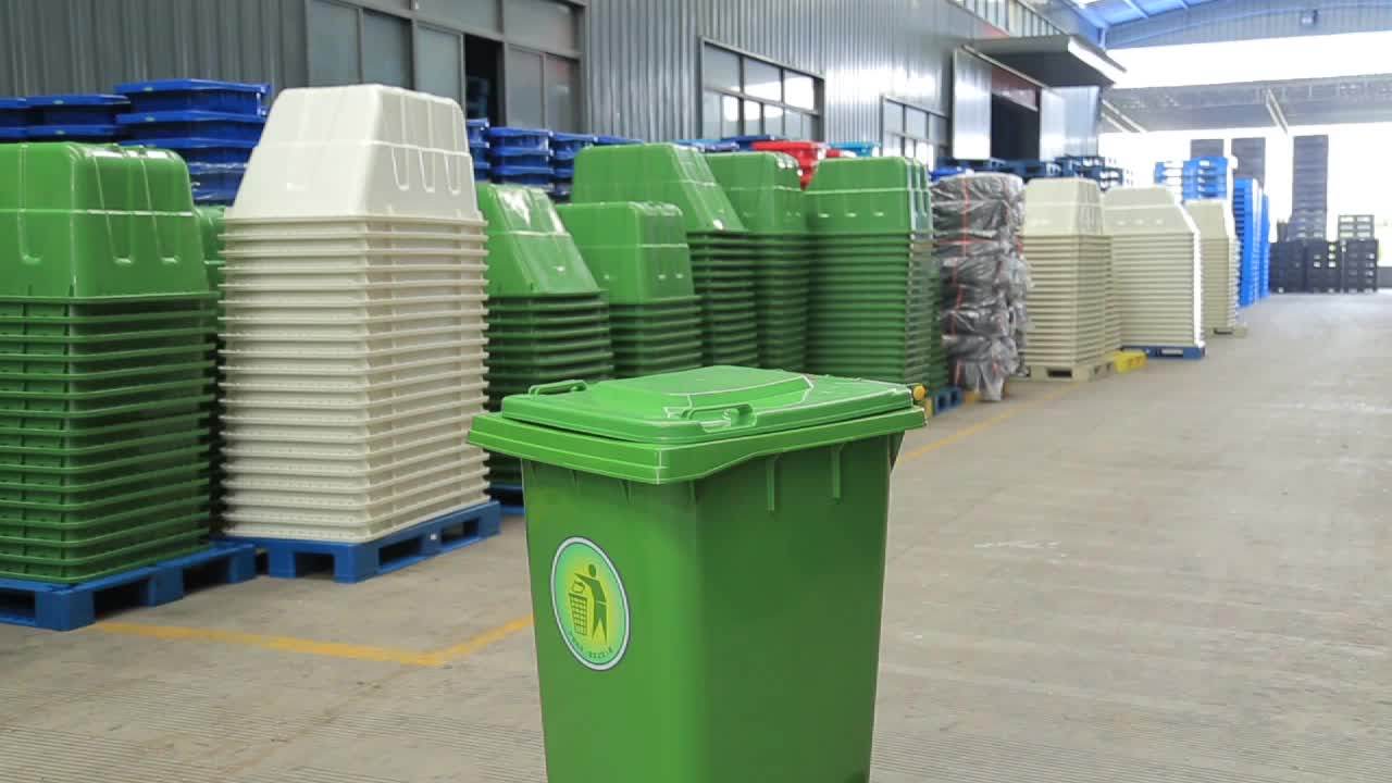 240l Outdoor Recycled Foot Pedal Plastic Dustbin Green Garbage Bin