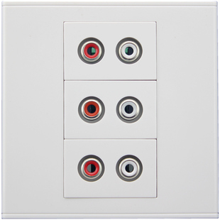 86型三位免焊音频插座面板3个免焊接双孔莲花AV音频组合插座面板