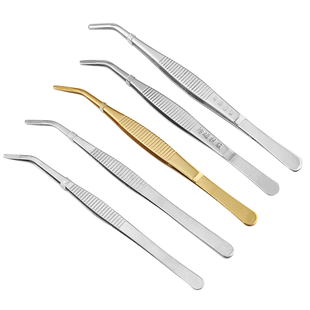 304不锈钢茶夹镊子 加厚加硬医用圆头弯头茶杯茶叶茶夹子功夫茶具