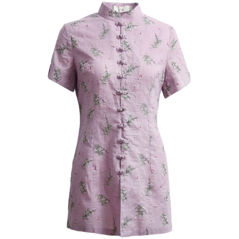 筠雅唐裝女中國風素衣女禪意改良旗袍上衣短袖棉麻茶服中式女裝夏