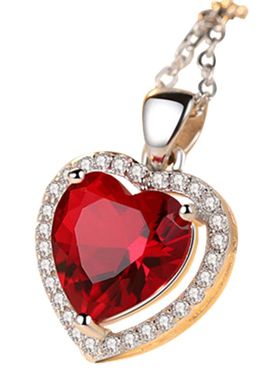 秒杀珠宝 18K金红宝石吊坠项坠925纯银碧玺彩色/贵重宝石