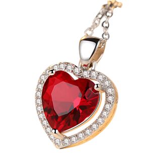 秒杀珠宝 18K金红宝石吊坠项坠925纯银碧玺彩色/贵重宝石